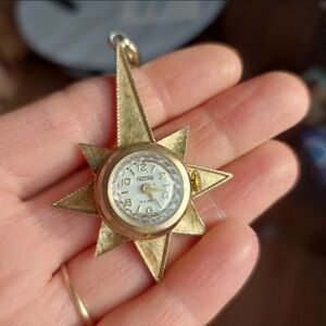 Vintage Mid Century Teltime 17 Jewels Starburst Pendant Swiss Watch